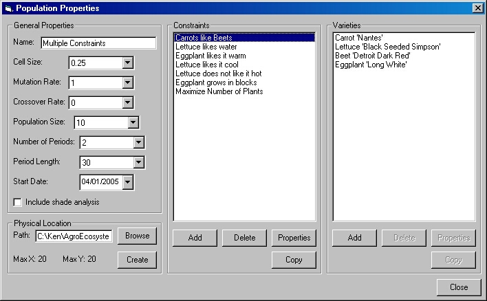 Land Design Evolver Population Properties