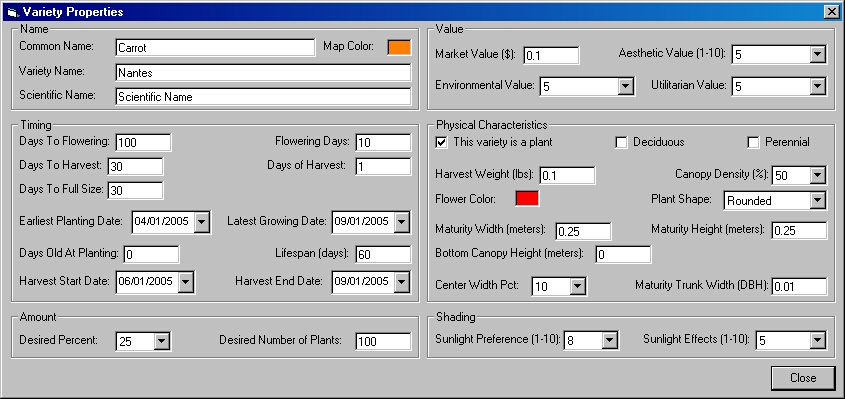 Land Design Evolver Variety Properties